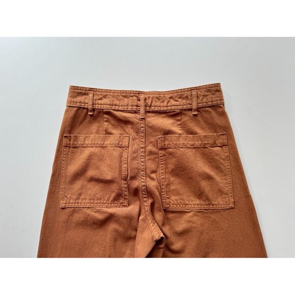 ZARA Marine Straight Brown Stretch Denim High Waisted Wide Leg Jeans, Size 6/28 - Picture 7 of 12